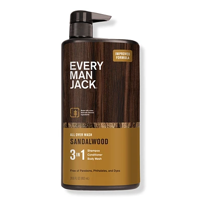 Every Man Jack Hydrating Men's 3-in-1 Body Wash and Shampoo & Conditioner