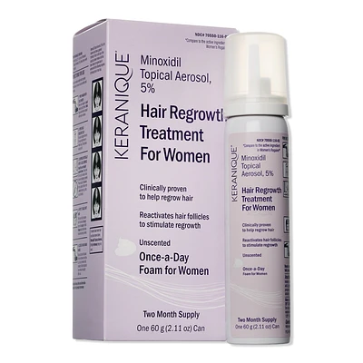 Keranique Hair Regrowth 5% Minoxidil Foam for Women 60-Day Supply