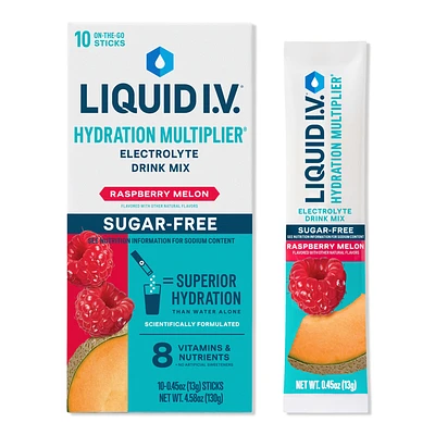 LIQUID I.V. Hydration Multiplier Electrolyte Drink Mix Sugar Free Raspberry Melon