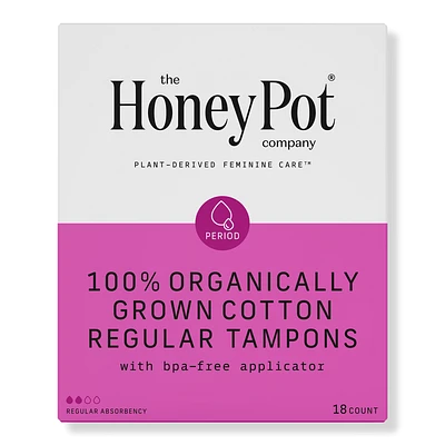 The Honey Pot Company Organic Cotton Regular, BPA-Free Applicator Tampons