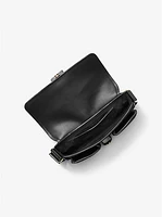 Colby Medium Crackled Leather and Suede Shoulder Bag