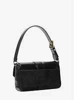 Colby Medium Crackled Leather and Suede Shoulder Bag