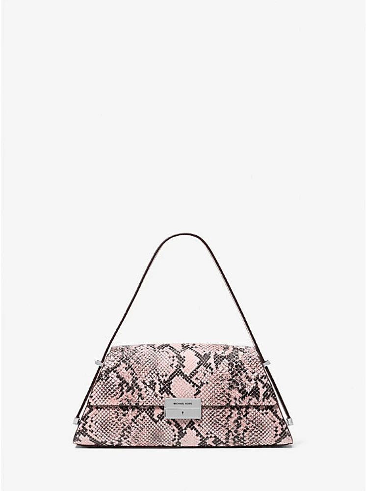 Ludlow Medium Snake Embossed Leather Shoulder Bag