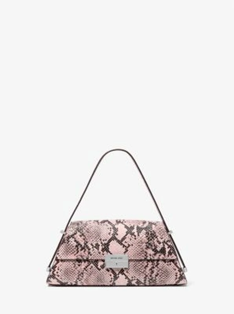 Ludlow Medium Snake Embossed Leather Shoulder Bag