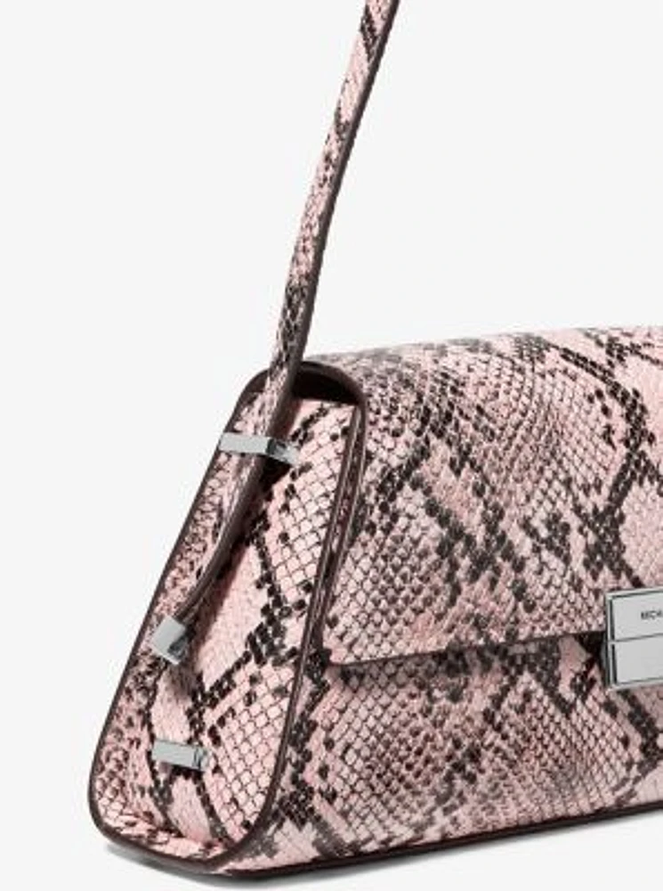 Ludlow Medium Snake Embossed Leather Shoulder Bag