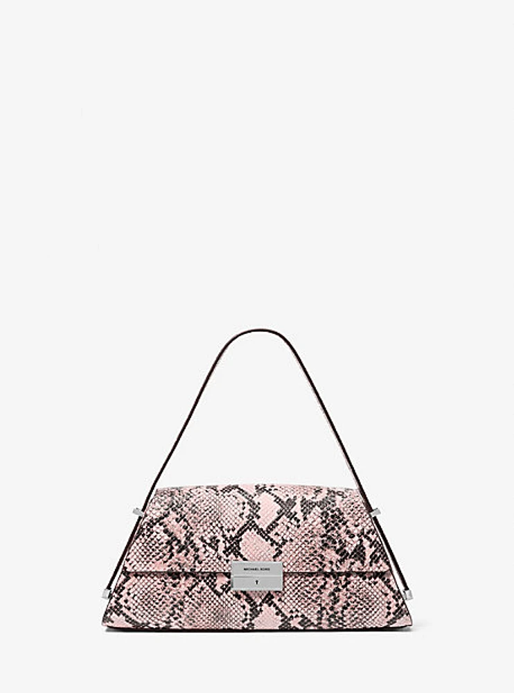 Ludlow Medium Snake Embossed Leather Shoulder Bag