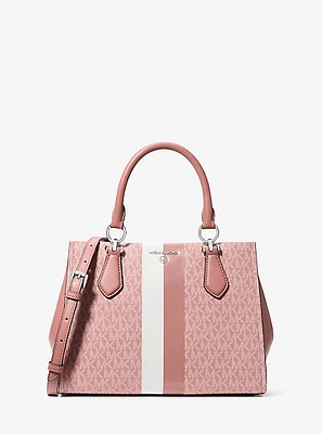 Marilyn Medium Signature Logo Stripe Satchel