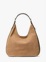 Nolita Large Stud Trim Nubuck Hobo Shoulder Bag