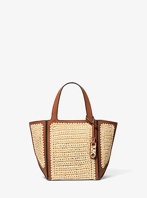 Jordi Small Hand-Crocheted and Leather Tote Bag