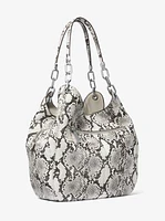 Lillie Large Snake Embossed Leather Shoulder Bag