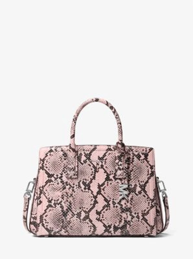 Laila Medium Snake Embossed Leather Satchel