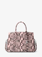 Laila Medium Snake Embossed Leather Satchel