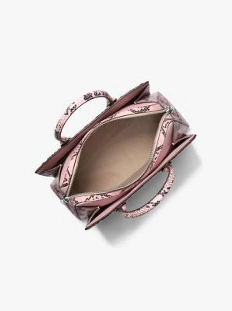 Laila Medium Snake Embossed Leather Satchel