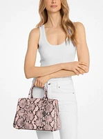 Laila Medium Snake Embossed Leather Satchel