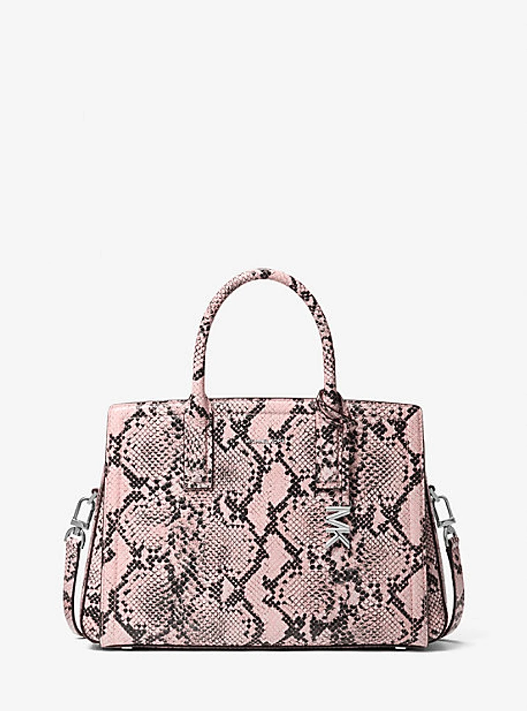 Laila Medium Snake Embossed Leather Satchel