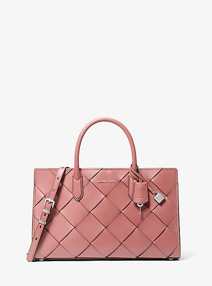 Scarlett Medium Woven Leather Satchel