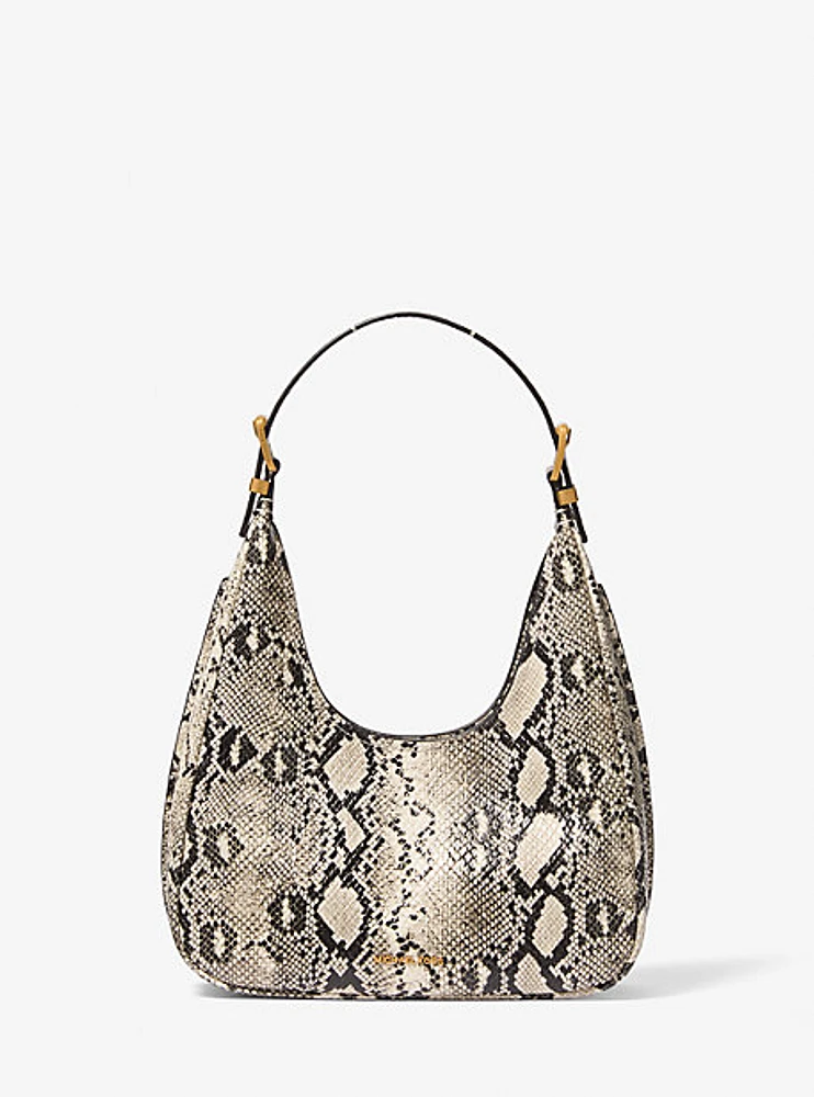 Nolita Small Snake Embossed Leather Hobo Shoulder Bag