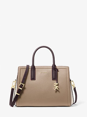 Laila Medium Color-Block Pebbled Leather Satchel
