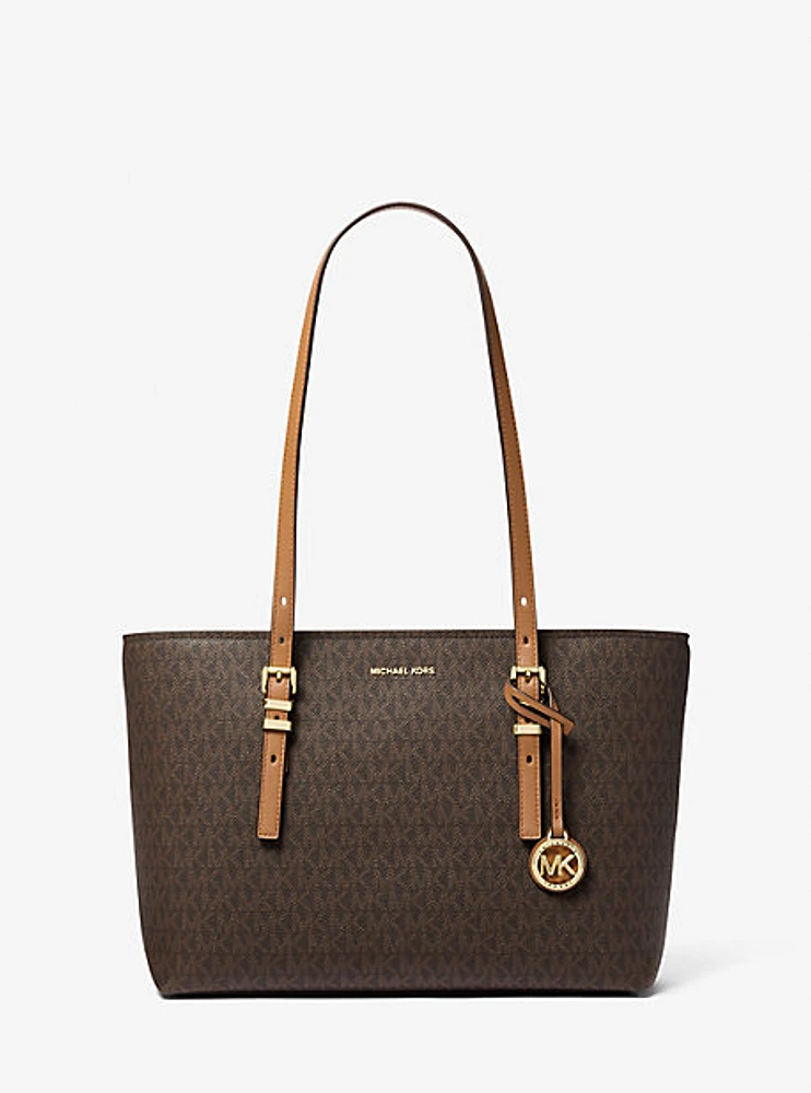 Quinn Medium Signature Logo and Leather Tote Bag