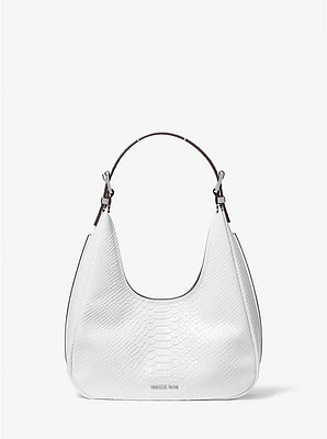 Nolita Small Snake Embossed Leather Hobo Shoulder Bag