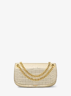 Christie Mini Metallic Crocodile Embossed Leather Envelope Bag