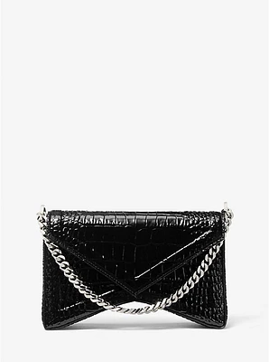 Manhatta Medium Crocodile Embossed Patent Leather Bag