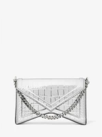 Manhatta Medium Metallic Crocodile Embossed Leather Bag