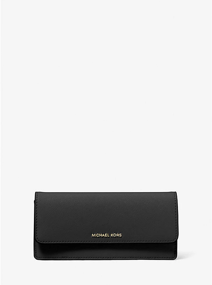 Jet Set Large Saffiano Leather Snap-Front Wallet
