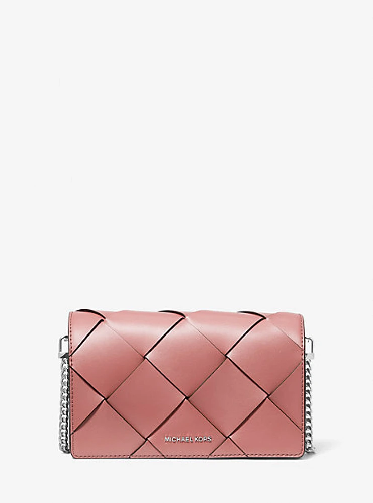 Jet Set Medium Woven Leather Crossbody Bag