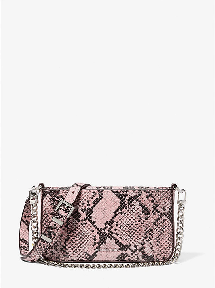 Bryant Small Snake Embossed Leather Convertible Pochette