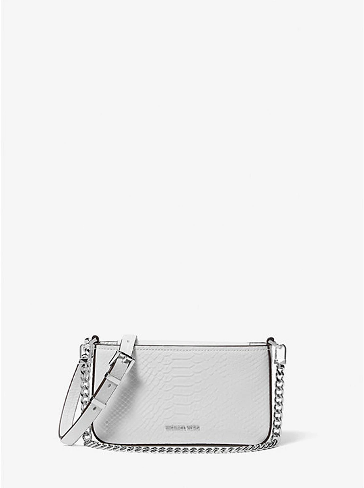 Bryant Small Snake Embossed Leather Convertible Pochette