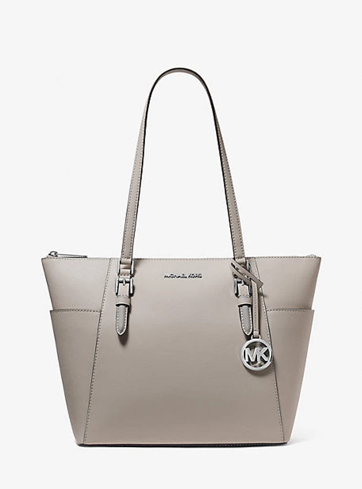 Charlotte Large Saffiano Leather Top-Zip Tote Bag