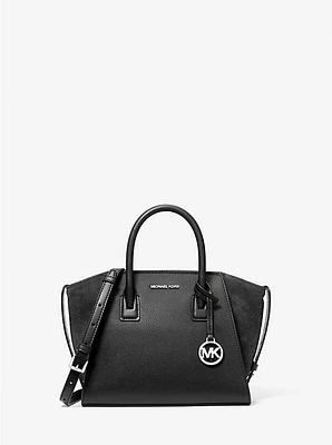 Avril Small Leather and Suede Satchel
