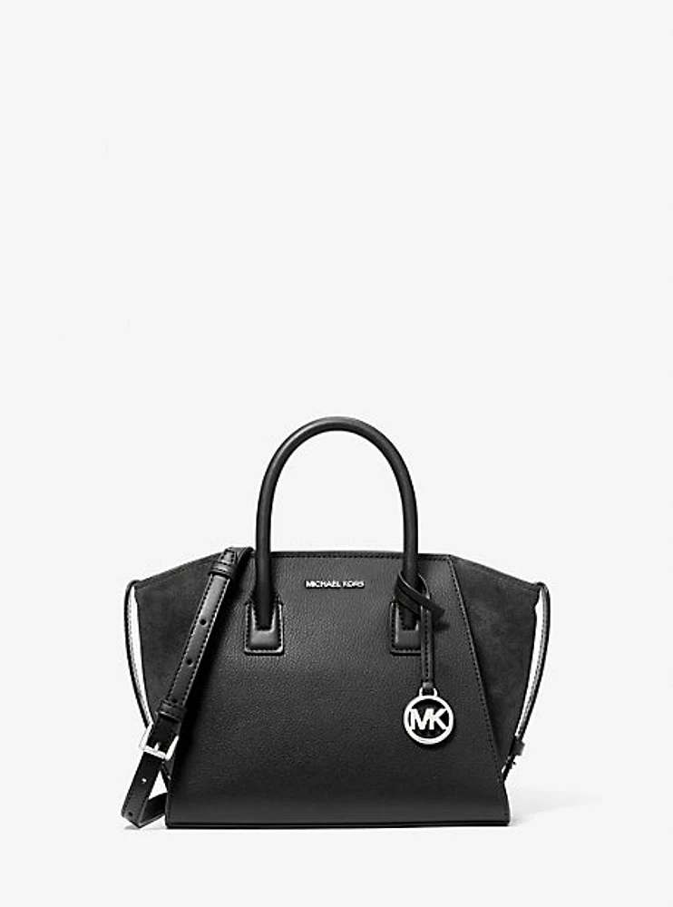 Avril Small Leather and Suede Satchel