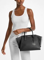 Avril Large Leather and Suede Satchel