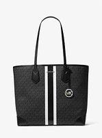 Eva Large Signature Logo Stripe Tote Bag