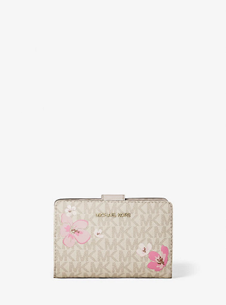 Jet Set Medium Floral Embellished Signature Logo Bi-fold Wallet
