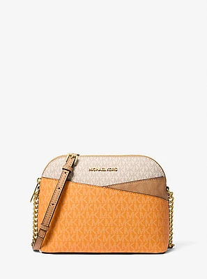 Jet Set Travel Medium Color-Block Signature Logo Crossbody Bag