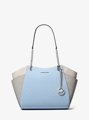 Jet Set Large Color-Block Signature Logo Shoulder Bag
