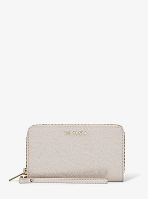Large Pebbled Leather Smartphone Wristlet