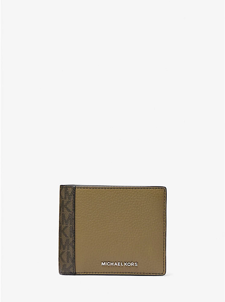 Hudson Leather and Signature Logo Billfold Wallet With Coin Pouch