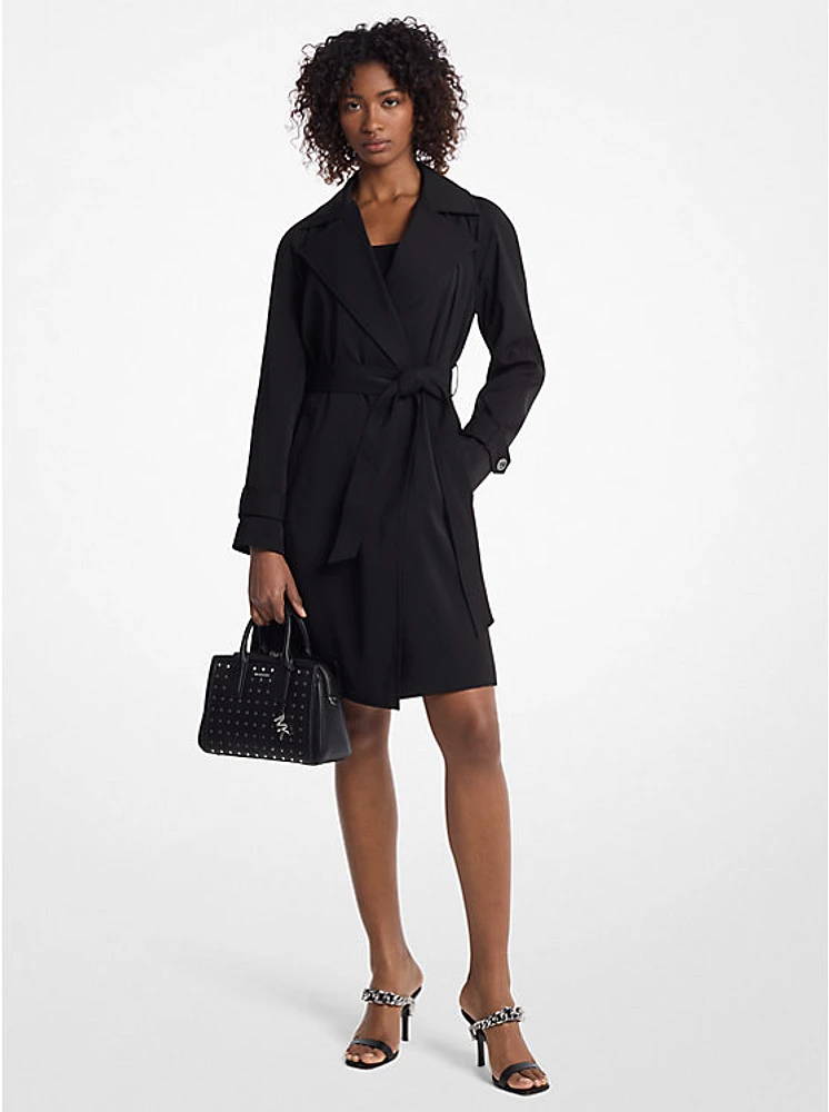 Draped Woven Trench Coat