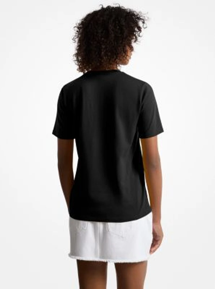 Sequined Logo Cotton T-Shirt