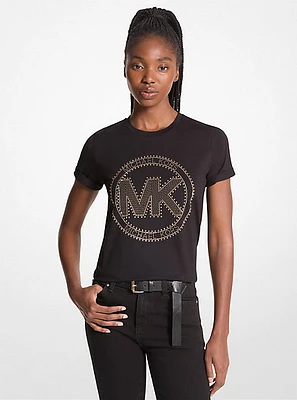 Studded Logo Charm Organic Cotton Jersey T-Shirt