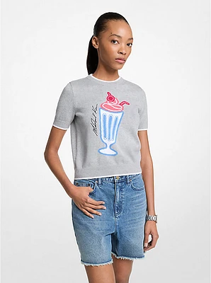 Graphic Knit Short-Sleeve Sweater