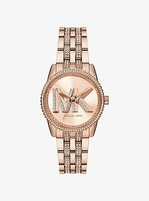 Mini Bryant Pavé Logo Rose Gold-Tone Watch