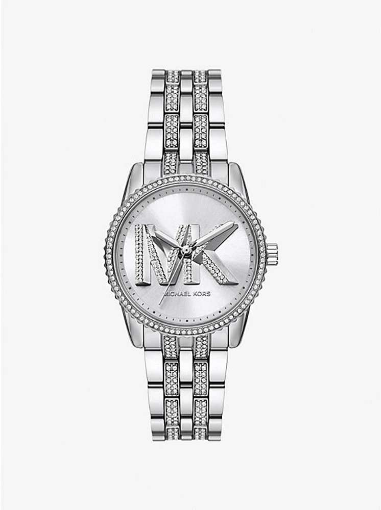 Mini Bryant Pavé Logo Silver-Tone Watch