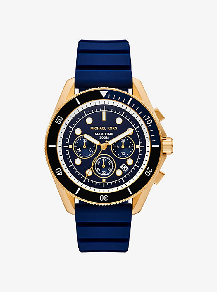 Oversized Maritime Gold-Tone and Silicone Watch