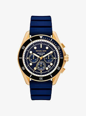 Oversized Maritime Gold-Tone and Silicone Watch