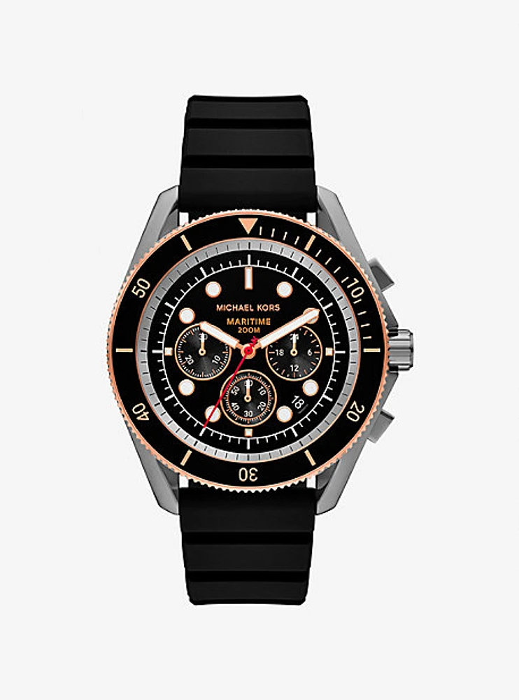 Oversized Maritime Gunmetal and Silicone Watch